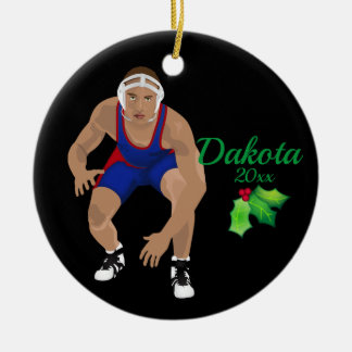 Custom Wrestling Christmas Ornament Blue - Red