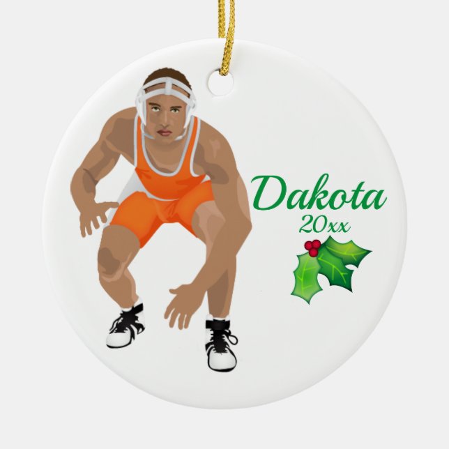 Custom Wrestling Christmas Ornament Orange (Front)