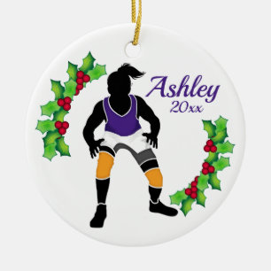 Custom Wrestling Xmas Ornament Purpl - Yellow