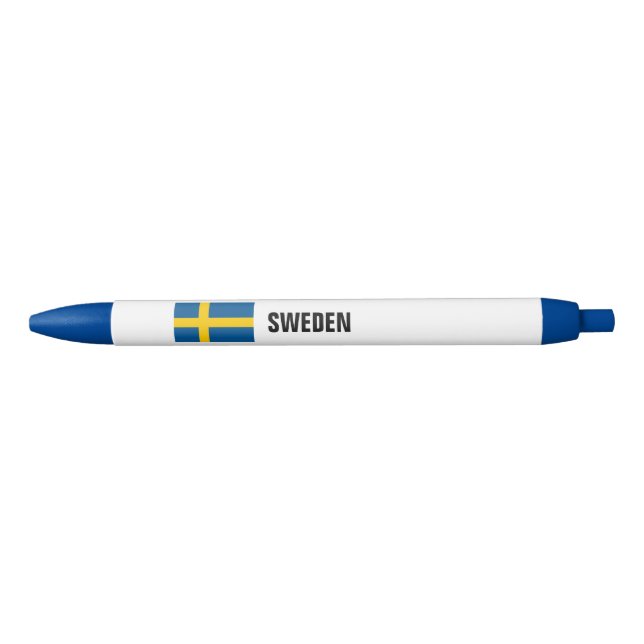 Custom writing pens with Swedish flag of Sweden (Front)