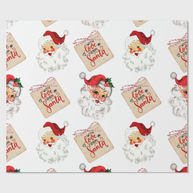 Custom Xmas Gift Wrap Retro Santa Holiday Paper (Flat)