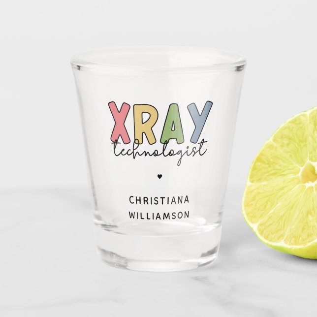 Custom Xray Technologist X-ray Tech Gifts Shot Glass (Front)