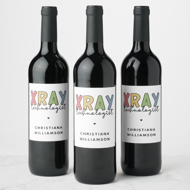 Custom Xray Technologist X-ray Tech Gifts Wine Label (Bottles)