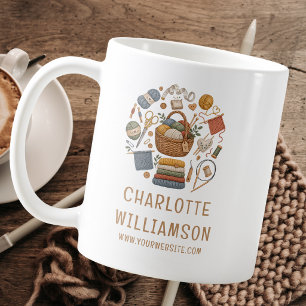 Custom Yarn Basket Knitting Crochet Lover  Coffee Mug