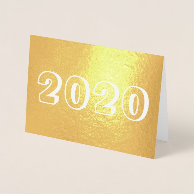 Custom Year 2020 Happy New Year Numbers Foil Card (Front)