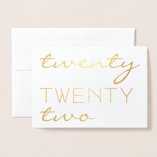 Custom Year 2022 Modern Typography Elegant Foil Card (Front With Envelope)
