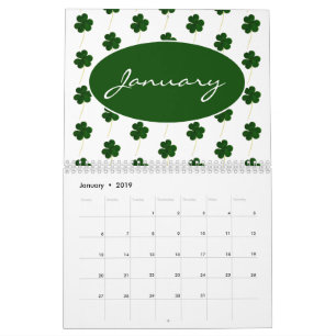 Custom Year 2024 Irish Shamrock Pattern Clovers Calendar