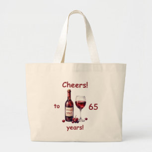 Custom Year and Age Cheers Red Wine tote bag