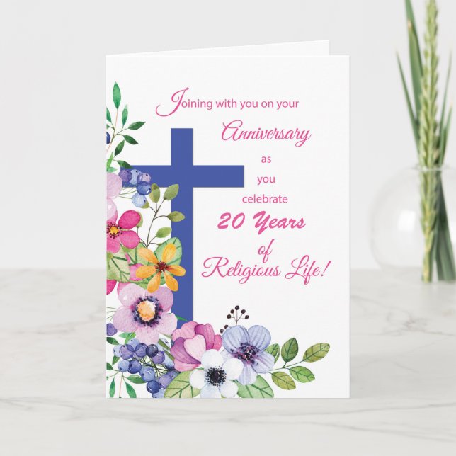 Custom Year, Anniversary Nun Religious Life Cross Card (Front)