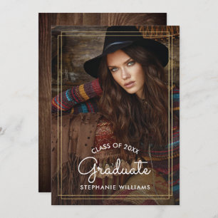 Custom Year Barn Wood Graduation Party Invitation