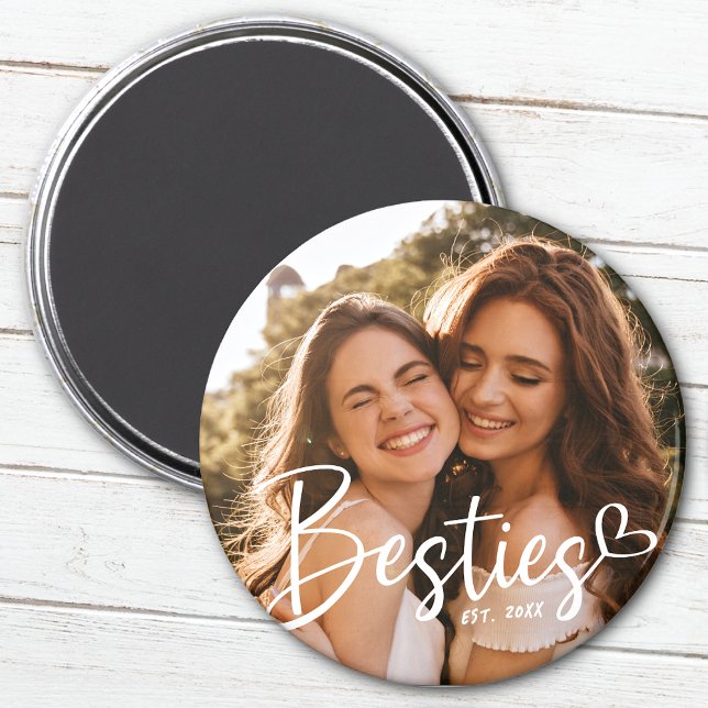 Custom Year Besties BFF Modern Script Photo Magnet (Creator Uploaded)