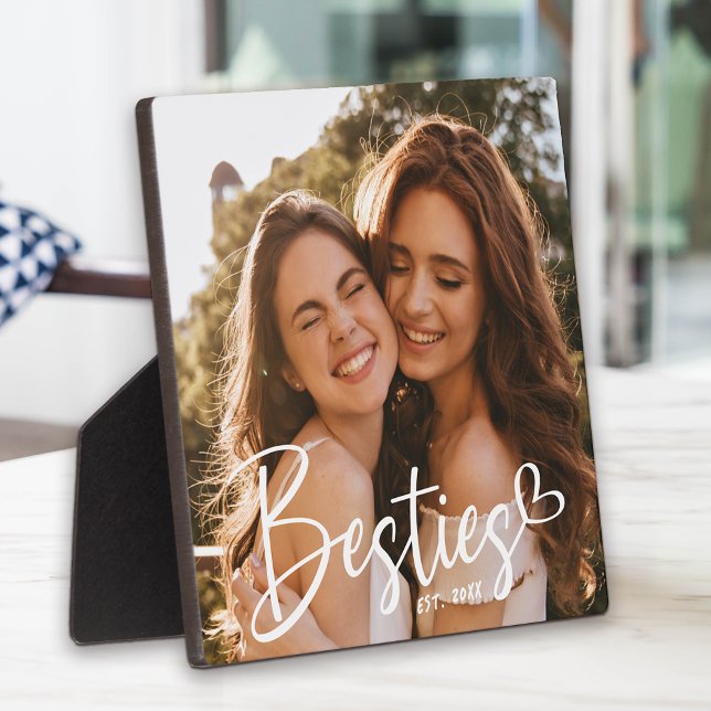 Custom Year Besties BFF Modern Script Photo Plaque (Creator Uploaded)