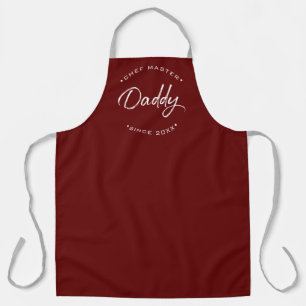 Custom Year Chef Master Daddy Red Personalized  Apron