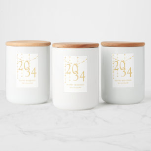 Custom Year Gold Happy Holidays  Food Label