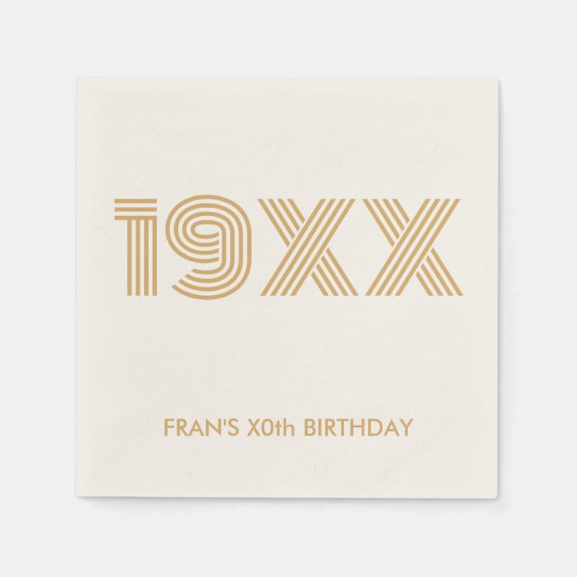 Custom Year Gold Personalized Birthday Napkins (Front)
