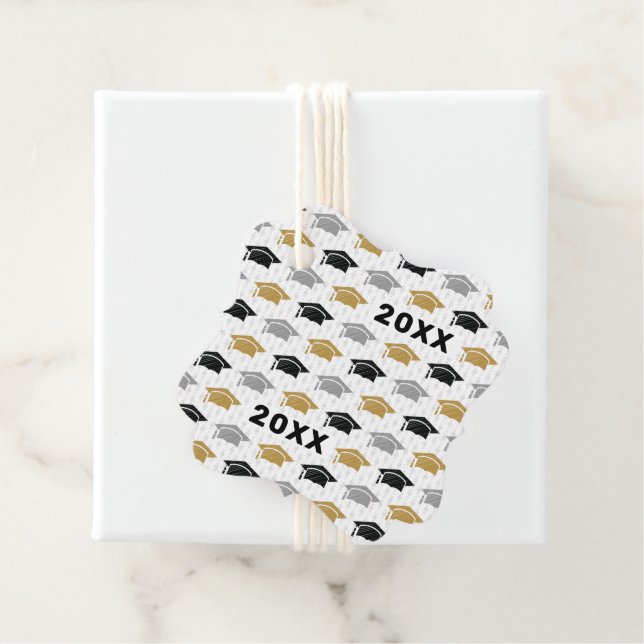 Custom Year Graduation Cap Trio Pattern Gift Tag (In Situ)