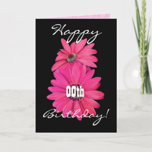 Custom Year Happy Birthday Pretty Pink Daisies Card