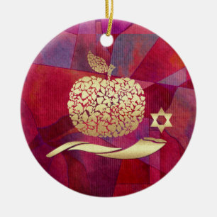 Custom Year Jewish New Year,Rosh Hashanah  Ceramic Ornament