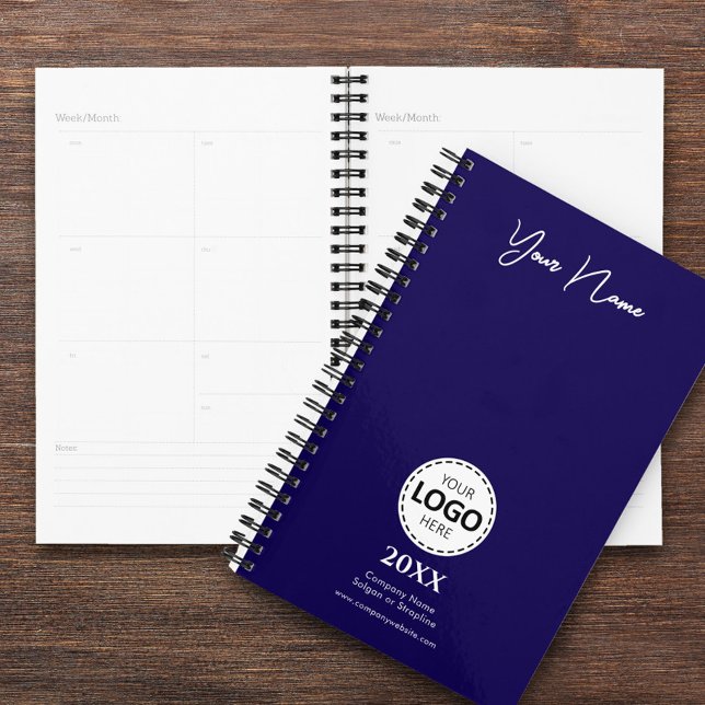 Custom Year, Logo, Name and Text, Blue Diary Planner (Creator Uploaded)