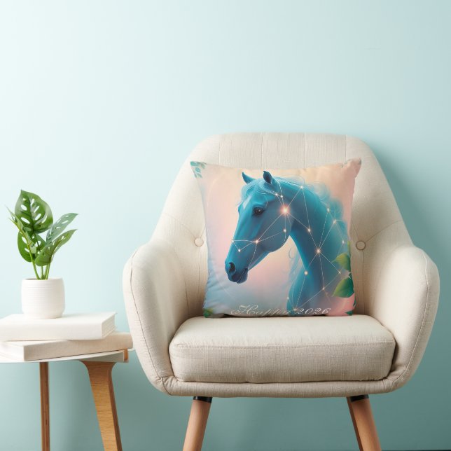 Custom Year of the Horse 2026 Throw Pillow (Chair)