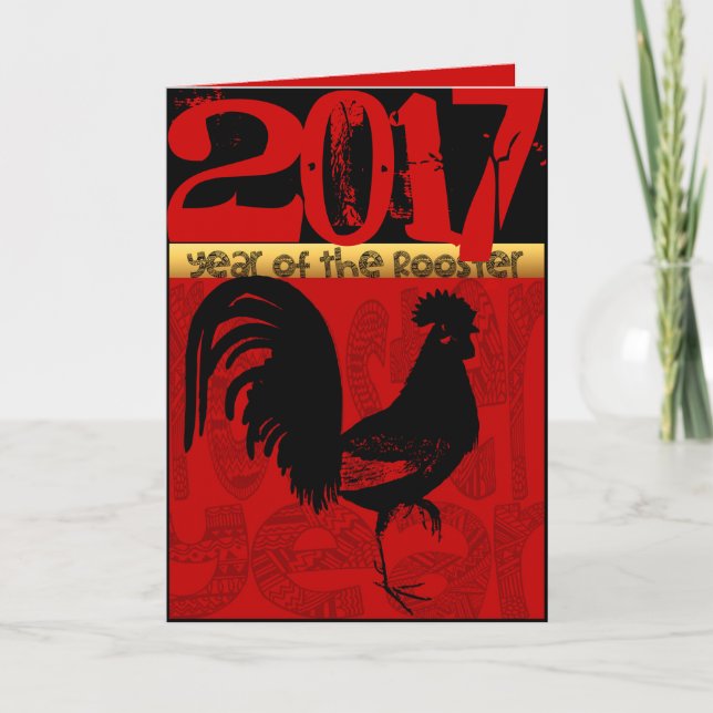 Custom Year of The Rooster Zodiac Birthday VGC1b Holiday Card (Front)