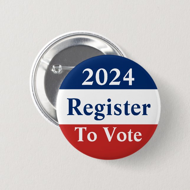Custom Year Red White and Blue Register to Vote 2 Inch Round Button (Front & Back)