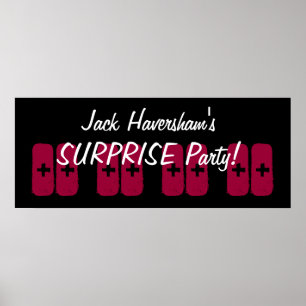 Custom Year Surprise Birthday Party Grunge Style Poster