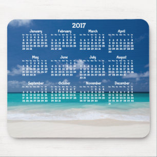 Custom Yearly Calendar 2017 Mouse Pad Beach