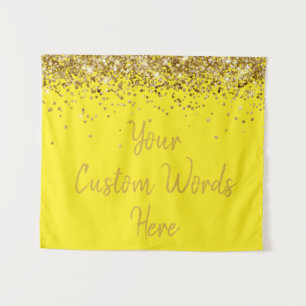 Custom Yellow and Gold Birthday Party Photo Booth Tapestry