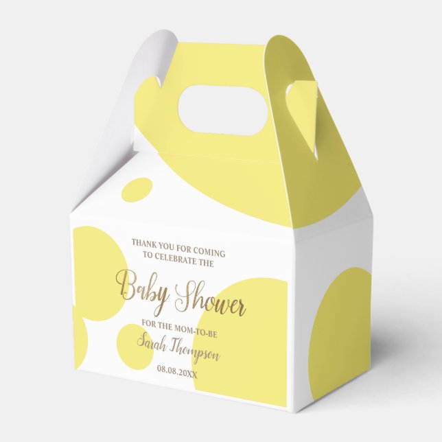 Custom Yellow and white baby shower Favour Box (Front Side)