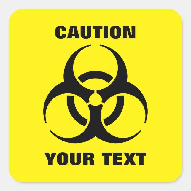 Custom Yellow Biohazard Symbol Warning Sign Square Sticker (Front)