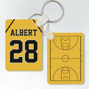 Custom Yellow & Black Basketball Court and Jersey Keychain