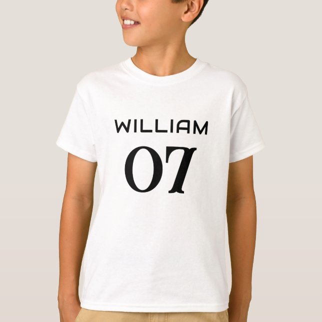 Custom Yellow & Black Kids | Number Sports T-Shirt (Front)