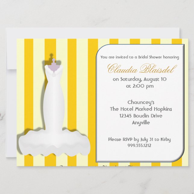 Custom Yellow Bridal Shower Invitations (Front)