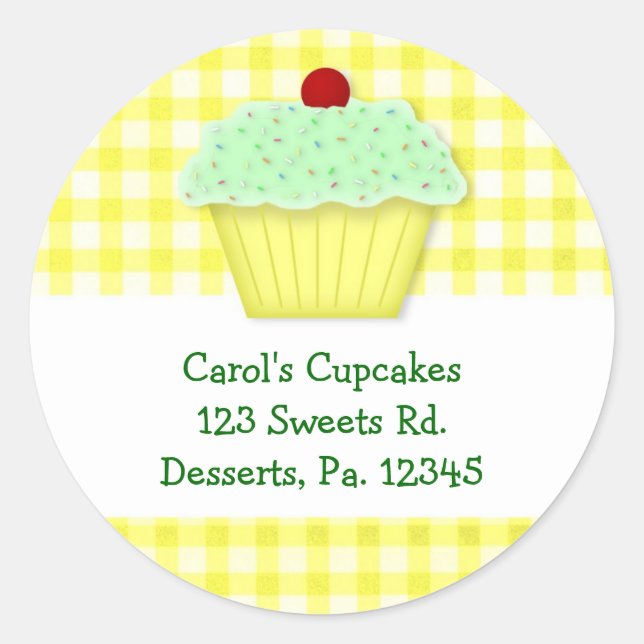 Custom Yellow Cupcake Sticker (Front)