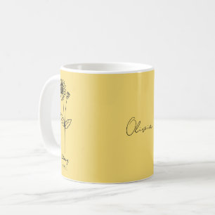 Custom Yellow Daisy April Custom Name Mug