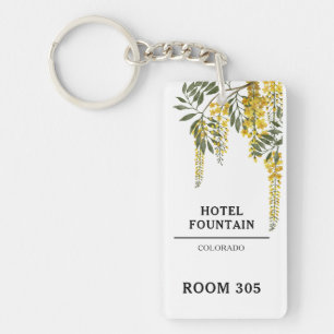 Custom Yellow Floral Hotel or Motel Keychain