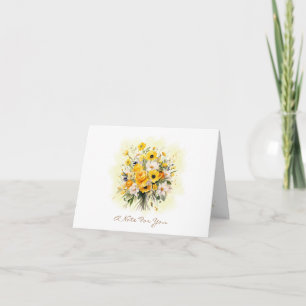 Custom Yellow Floral Vintage Look Small Note Card