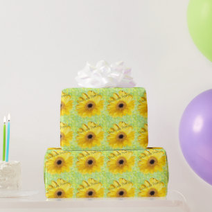 Custom Yellow Gerber Daisy Photograph Wrapping Paper