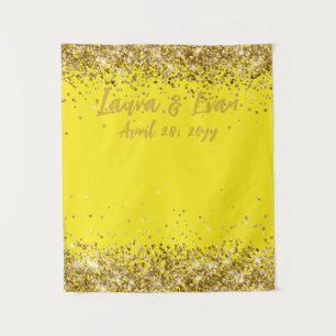 Custom Yellow & Gold Glitter Wedding Photo Booth  Tapestry