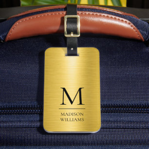 Custom Yellow Gold Plate Texture Stripes Pattern Luggage Tag