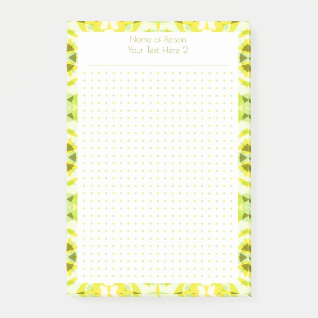 Custom Yellow Green Dot Grid Student Gift Planner Post-it Notes (Front)