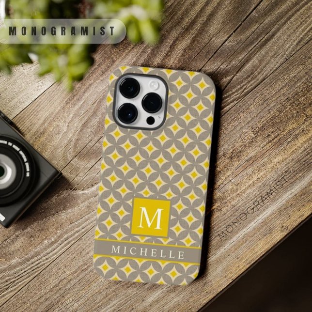 Custom Yellow Grey Stars Geometric  Case-Mate iPhone Case (Custom Yellow Grey Stars Geometric Case-Mate iPhone Case)