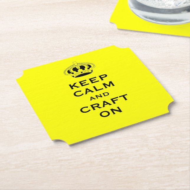 Custom Yellow Keep Calm (your word) Set of 6 Paper Coaster (Angled)
