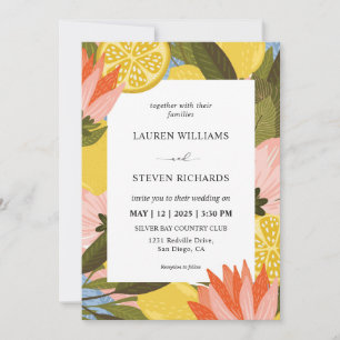 Custom Yellow  Lemon blossom Fancy Wedding Invitation