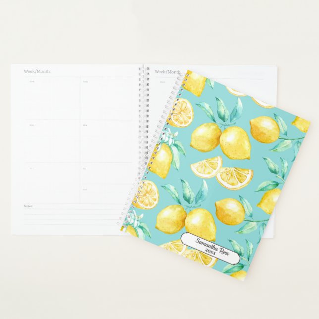 Custom Yellow Lemons Light Blue Planner (Display)