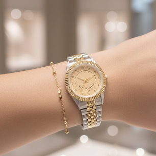 Custom Yellow Mr and Mrs Wedding Watch for Couples