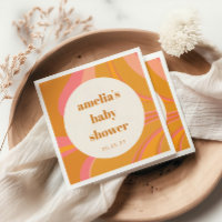 Custom Yellow Orange Pink Marble Baby Shower