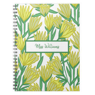 Custom Yellow Original Art Floral Design Notebook