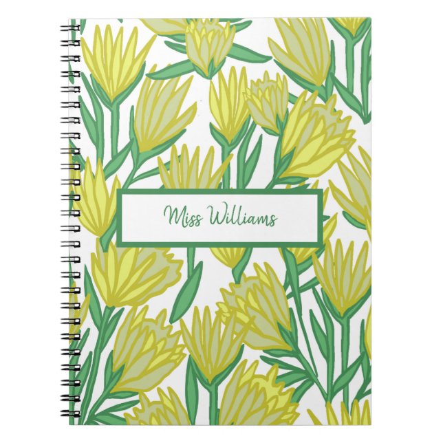 Custom Yellow Original Art Floral Design  Notebook (Front)